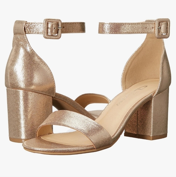 CL by Chinese Laundry Jody Gold Block Heel Sandals Shoes Women's 6.5 NIB - Picture 1 of 11